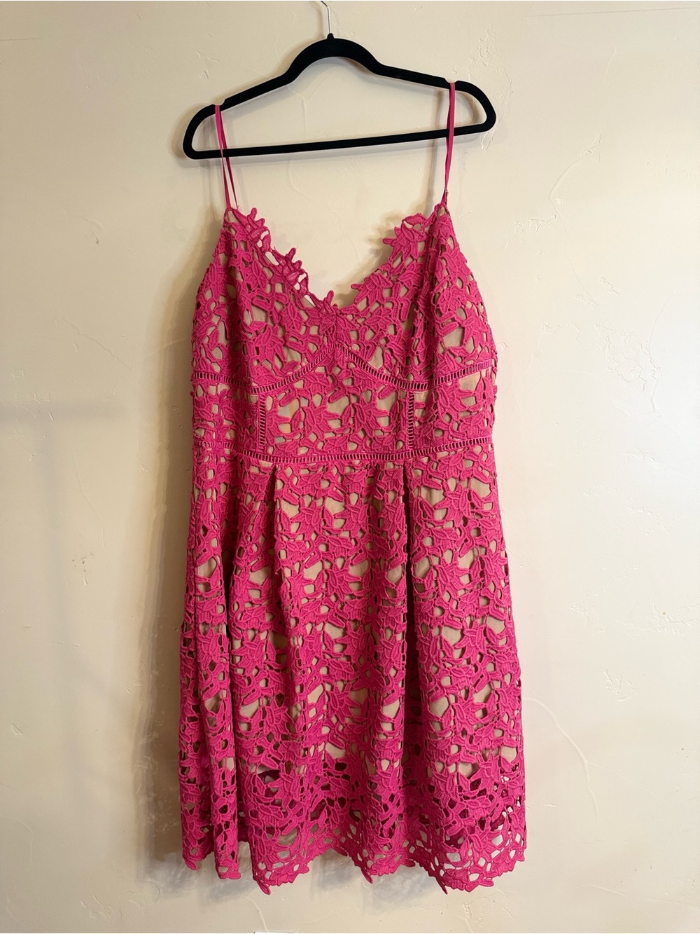 City Chic Hot Pink Crochet Lace Mini Dress
